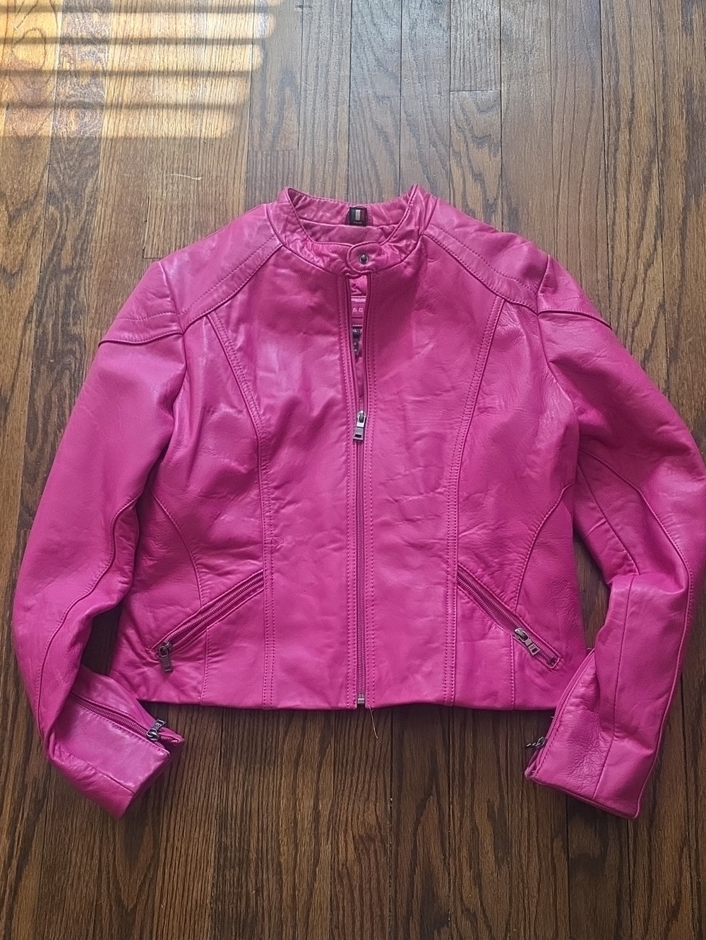 Knoles & Carter Women’s Pink Leather Moto Jacket